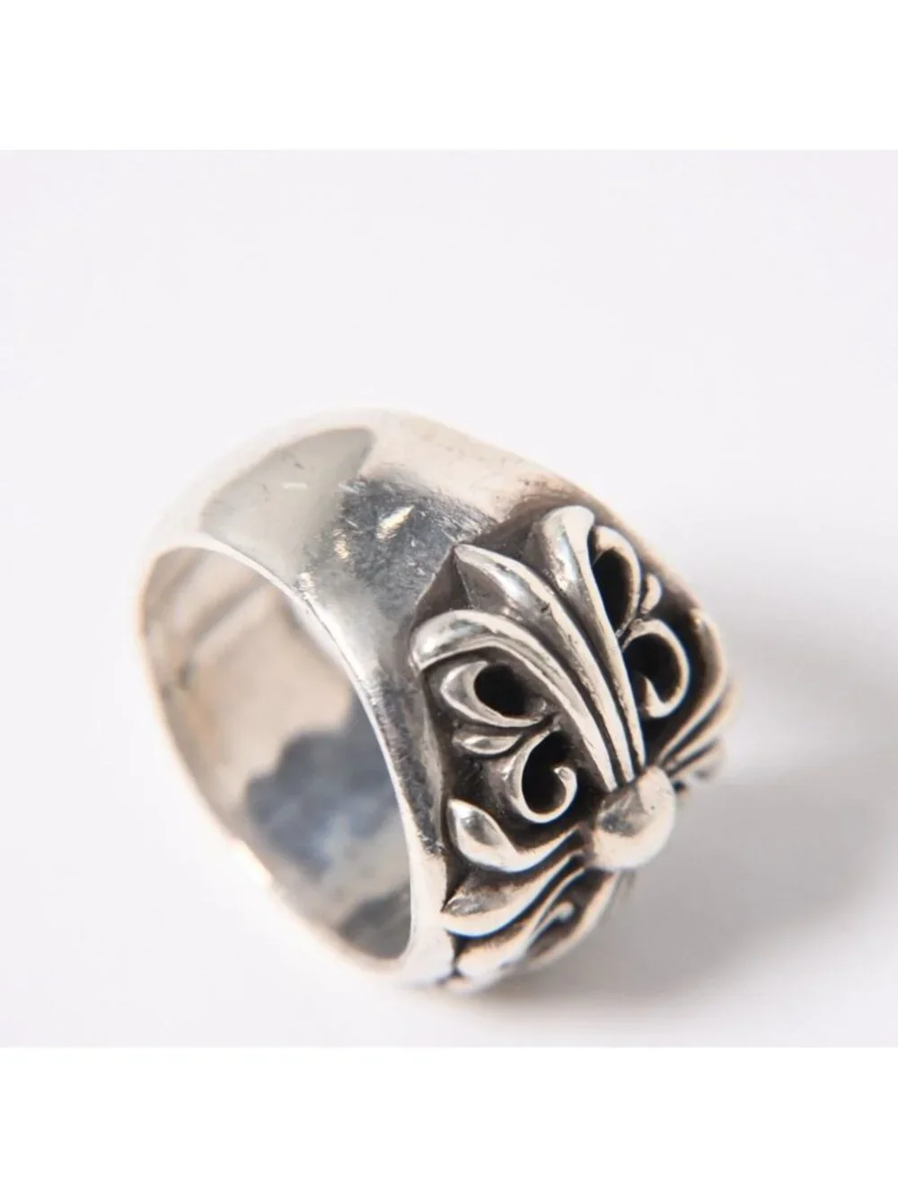 Chrome Hearts Keeper Ring Floral Arabesque Pattern 925 Sterling Silver